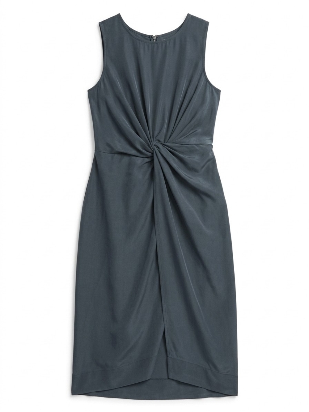 Eileen Fisher Slate Blue Sleeveless Twist-Front Sheath Dress